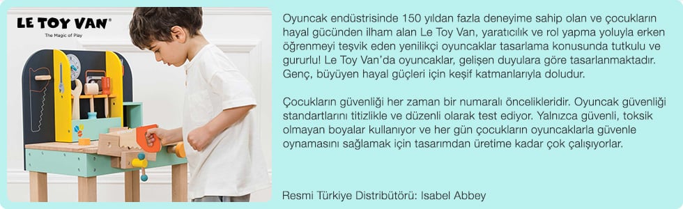 Oyuncak endüstrisinde 150 yıldan fazla deneyime sahip olan ve çocukların hayal gücünden ilham alan Le Toy Van, yaratıcılık ve rol yapma yoluyla erken öğrenmeyi teşvik eden yenilikçi oyuncaklar tasarlama konusunda tutkulu ve gururlu! Le Toy Van’da oyuncaklar, gelişen duyulara göre tasarlanmaktadır. Genç, büyüyen hayal güçleri için keşif katmanlarıyla doludur.  Çocukların güvenliği her zaman bir numaralı öncelikleridir. Oyuncak güvenliği standartlarını titizlikle ve düzenli olarak test ediyor. Yalnızca güvenli, toksik olmayan boyalar kullanıyor ve her gün çocukların oyuncaklarla güvenle oynamasını sağlamak için tasarımdan üretime kadar çok çalışıyorlar. 